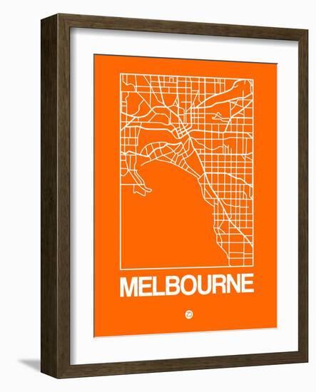 Orange Map of Melbourne-NaxArt-Framed Art Print