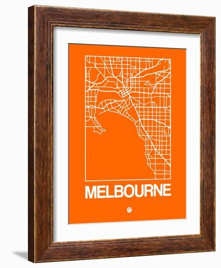 Orange Map of Melbourne-NaxArt-Framed Art Print