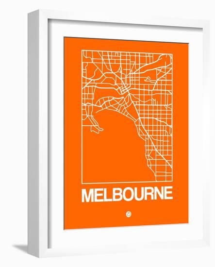 Orange Map of Melbourne-NaxArt-Framed Art Print