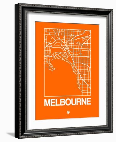 Orange Map of Melbourne-NaxArt-Framed Art Print