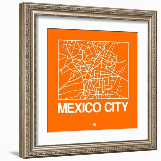 Orange Map of Mexico City-NaxArt-Framed Art Print