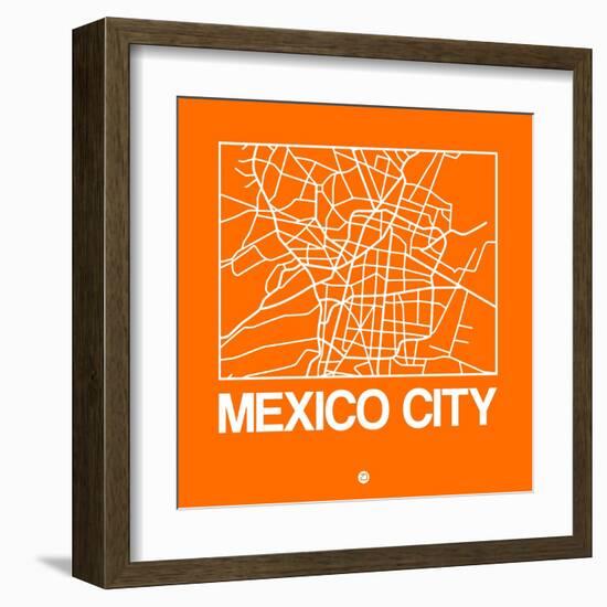 Orange Map of Mexico City-NaxArt-Framed Art Print