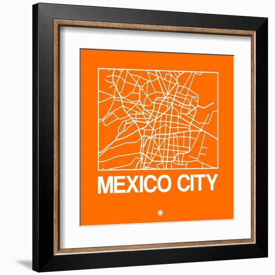 Orange Map of Mexico City-NaxArt-Framed Art Print