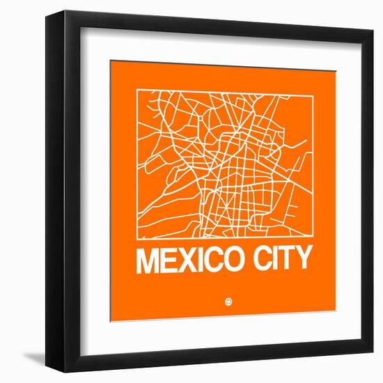 Orange Map of Mexico City-NaxArt-Framed Art Print