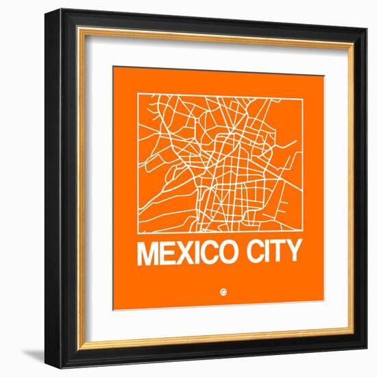 Orange Map of Mexico City-NaxArt-Framed Art Print