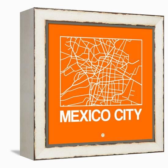 Orange Map of Mexico City-NaxArt-Framed Stretched Canvas