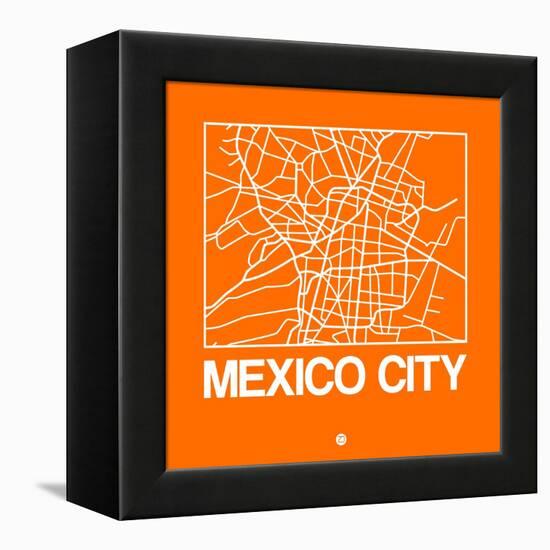 Orange Map of Mexico City-NaxArt-Framed Stretched Canvas