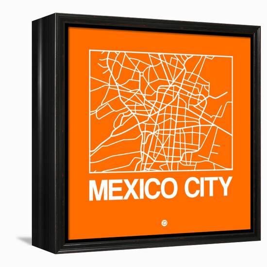 Orange Map of Mexico City-NaxArt-Framed Stretched Canvas