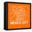 Orange Map of Mexico City-NaxArt-Framed Stretched Canvas