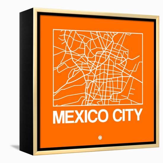 Orange Map of Mexico City-NaxArt-Framed Stretched Canvas