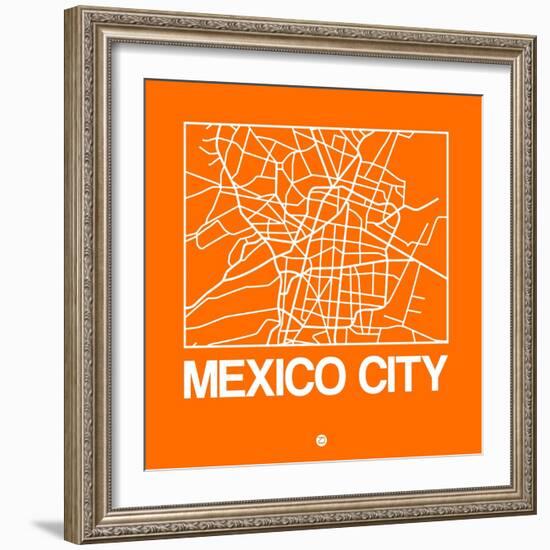 Orange Map of Mexico City-NaxArt-Framed Premium Giclee Print