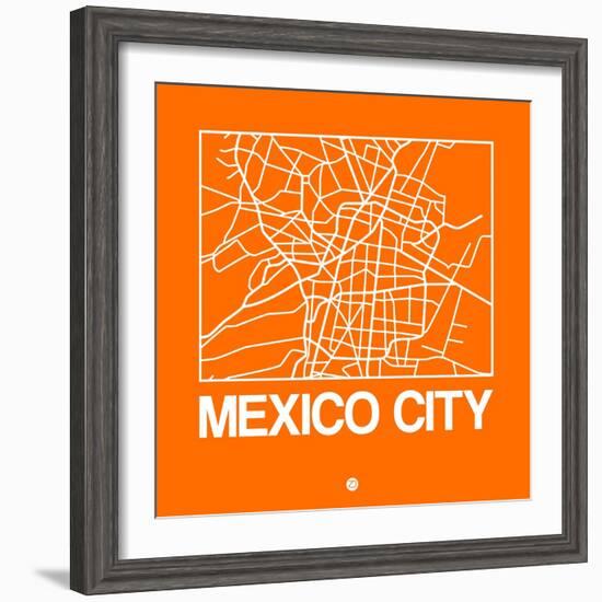 Orange Map of Mexico City-NaxArt-Framed Premium Giclee Print