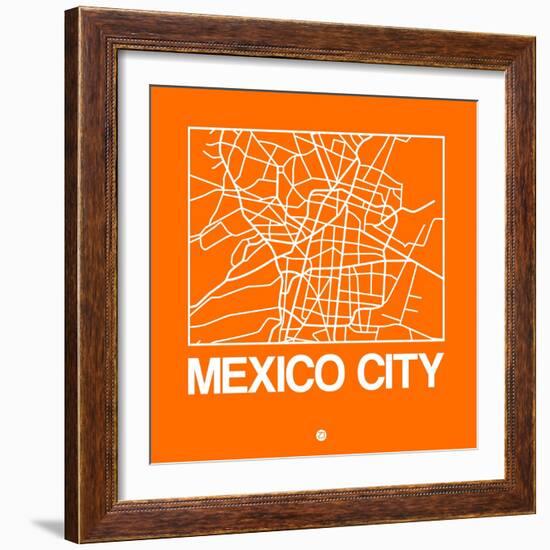 Orange Map of Mexico City-NaxArt-Framed Premium Giclee Print