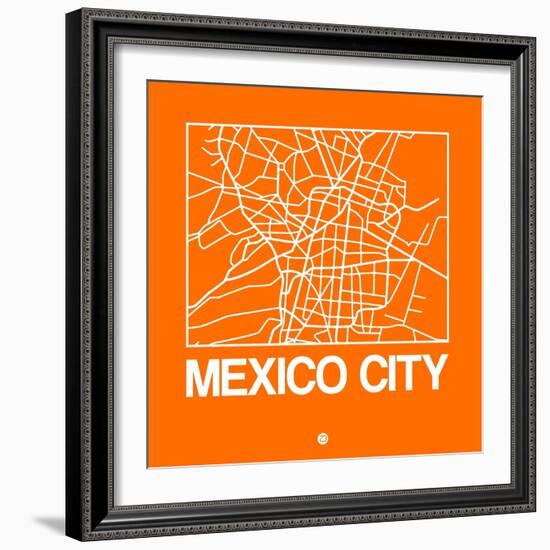 Orange Map of Mexico City-NaxArt-Framed Premium Giclee Print