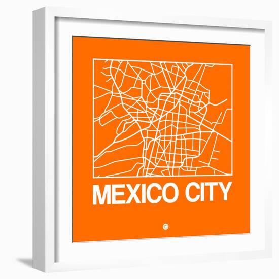 Orange Map of Mexico City-NaxArt-Framed Art Print