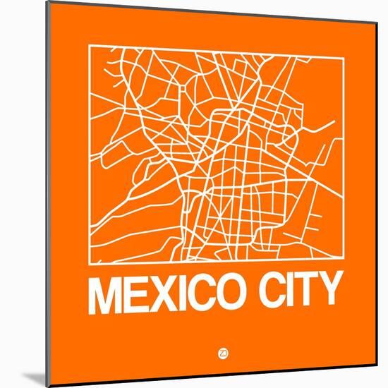 Orange Map of Mexico City-NaxArt-Mounted Art Print