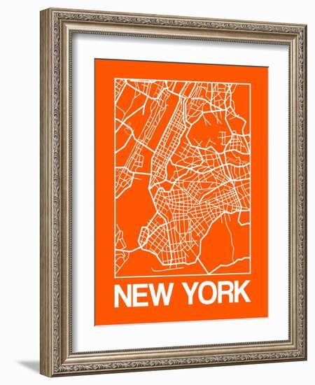 Orange Map of New York-NaxArt-Framed Art Print