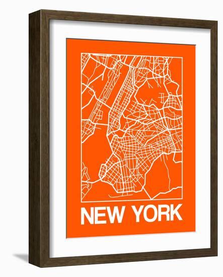 Orange Map of New York-NaxArt-Framed Art Print