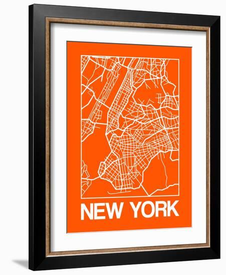 Orange Map of New York-NaxArt-Framed Art Print