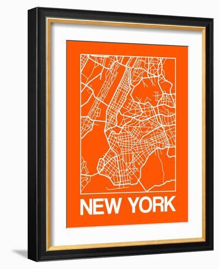 Orange Map of New York-NaxArt-Framed Art Print