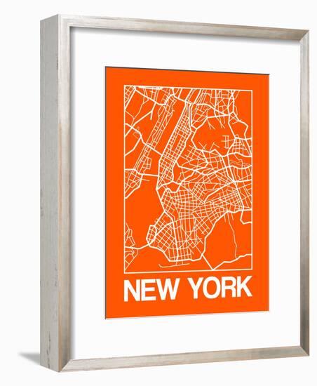 Orange Map of New York-NaxArt-Framed Premium Giclee Print