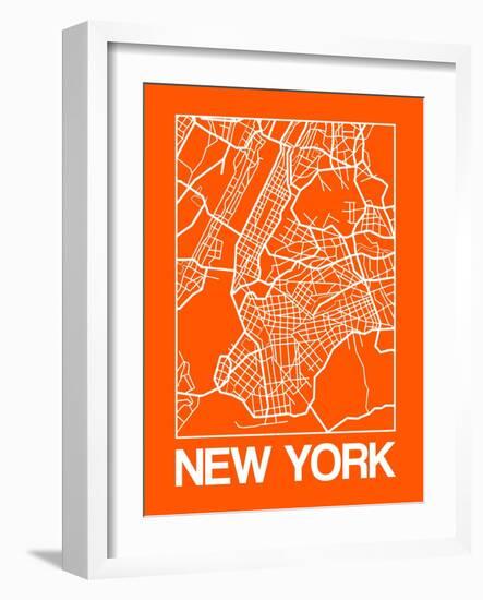 Orange Map of New York-NaxArt-Framed Premium Giclee Print