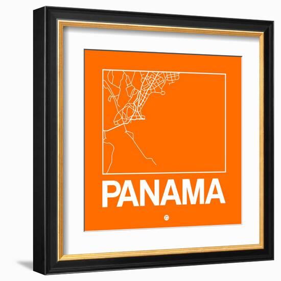 Orange Map of Panama-NaxArt-Framed Art Print