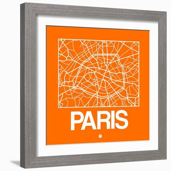 Orange Map of Paris-NaxArt-Framed Art Print