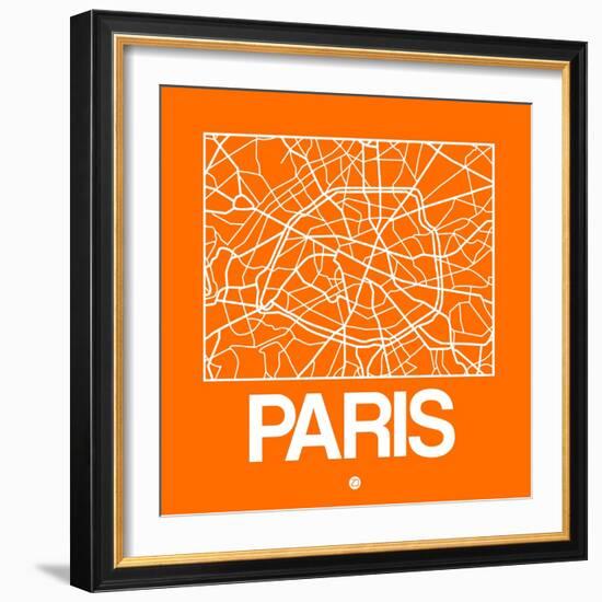 Orange Map of Paris-NaxArt-Framed Art Print