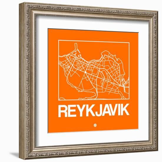 Orange Map of Reykjavik-NaxArt-Framed Art Print