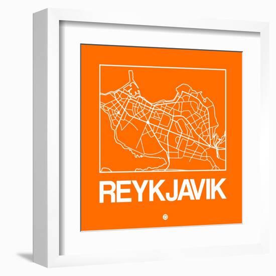 Orange Map of Reykjavik-NaxArt-Framed Art Print