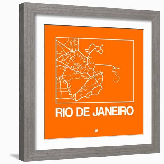 Orange Map of Rio De Janeiro-NaxArt-Framed Art Print