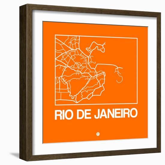 Orange Map of Rio De Janeiro-NaxArt-Framed Art Print