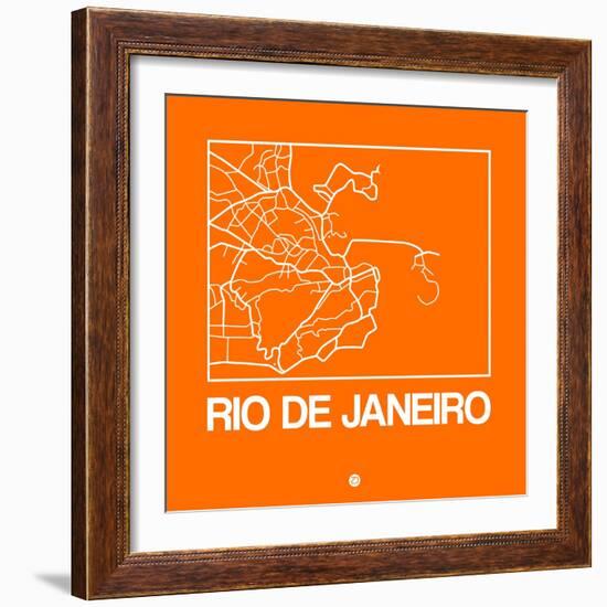 Orange Map of Rio De Janeiro-NaxArt-Framed Art Print