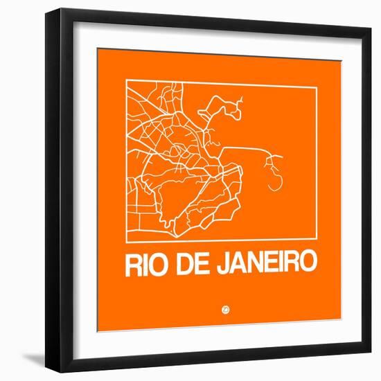 Orange Map of Rio De Janeiro-NaxArt-Framed Art Print