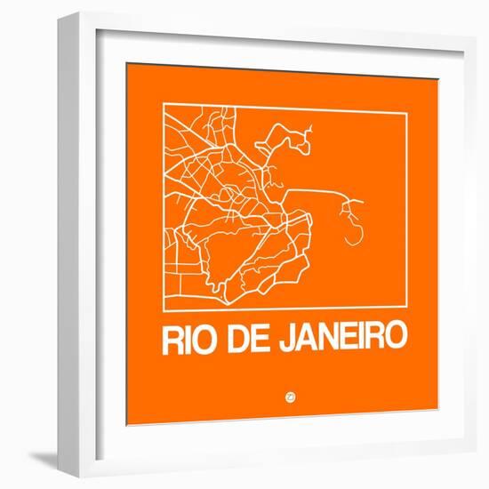 Orange Map of Rio De Janeiro-NaxArt-Framed Art Print