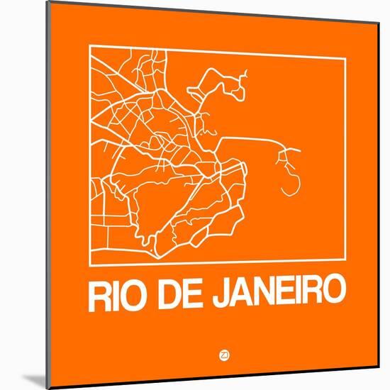 Orange Map of Rio De Janeiro-NaxArt-Mounted Art Print