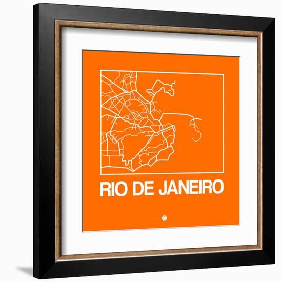 Orange Map of Rio De Janeiro-NaxArt-Framed Art Print