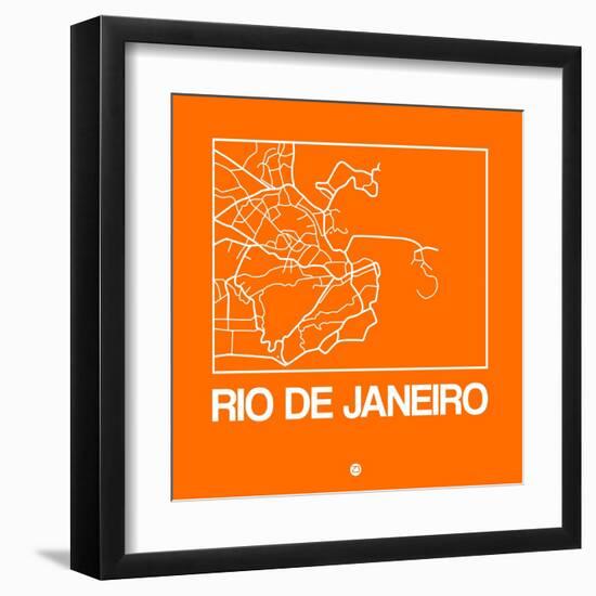 Orange Map of Rio De Janeiro-NaxArt-Framed Art Print