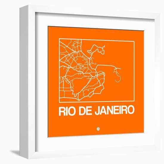 Orange Map of Rio De Janeiro-NaxArt-Framed Art Print