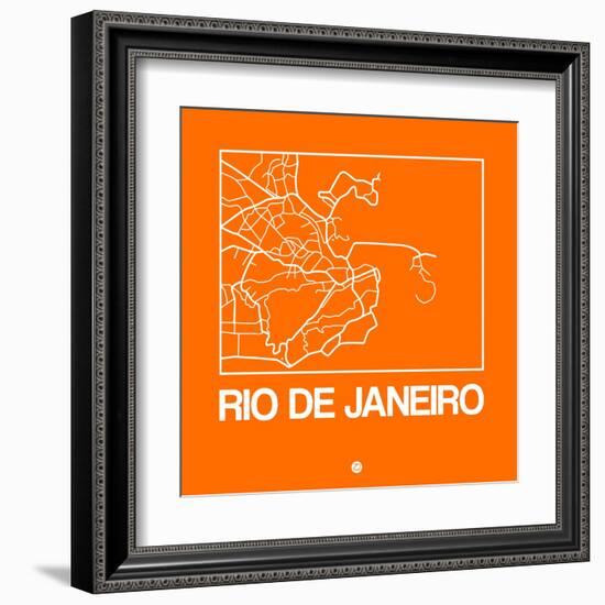 Orange Map of Rio De Janeiro-NaxArt-Framed Art Print