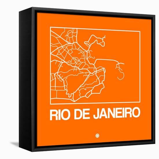 Orange Map of Rio De Janeiro-NaxArt-Framed Stretched Canvas