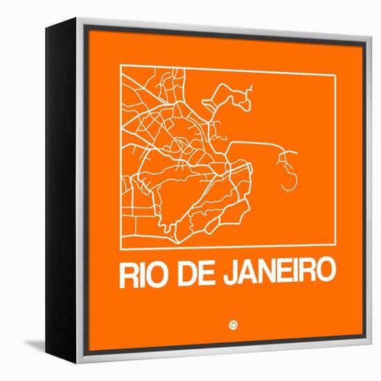 Orange Map of Rio De Janeiro-NaxArt-Framed Stretched Canvas