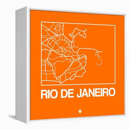 Orange Map of Rio De Janeiro-NaxArt-Framed Stretched Canvas