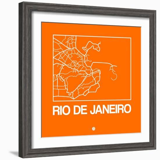 Orange Map of Rio De Janeiro-NaxArt-Framed Premium Giclee Print