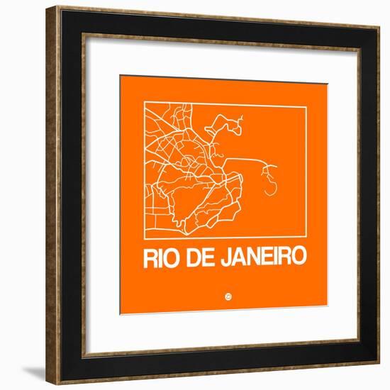 Orange Map of Rio De Janeiro-NaxArt-Framed Premium Giclee Print