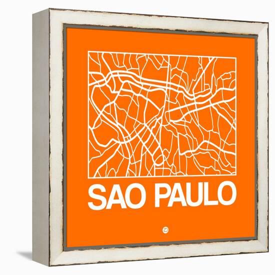 Orange Map of Sao Paulo-NaxArt-Framed Stretched Canvas