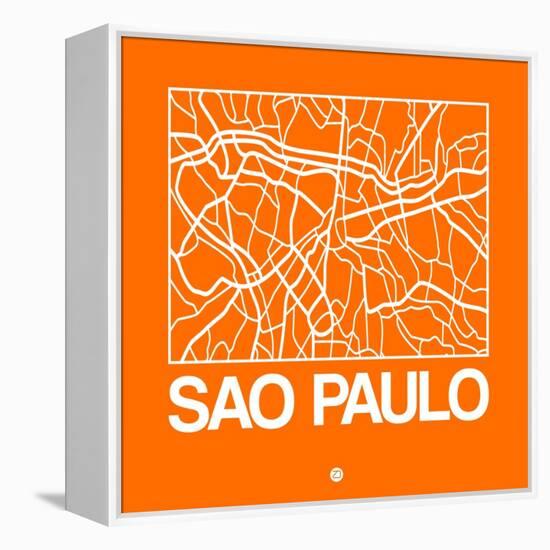 Orange Map of Sao Paulo-NaxArt-Framed Stretched Canvas