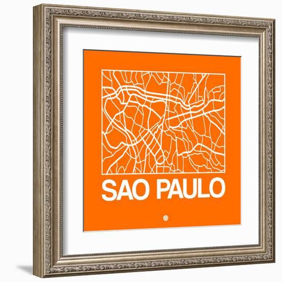 Orange Map of Sao Paulo-NaxArt-Framed Art Print