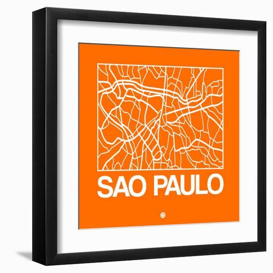 Orange Map of Sao Paulo-NaxArt-Framed Art Print